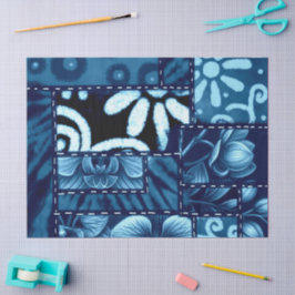 Papel De Seda Decoloración del patrón floral azul de la pila loc
