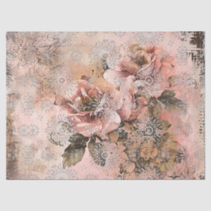 Papel De Seda Decoloración Floral Inspirada En La Vintage Rosa
