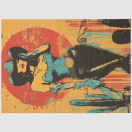 Papel De Seda Decoloración Retro Pop Art Cowgirl Pin Up Poster