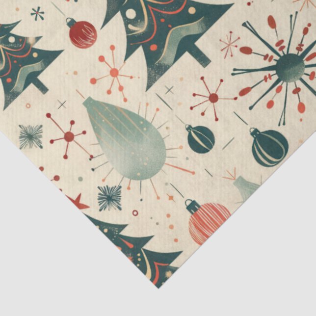 Papel De Seda Decomiso de Navidades retro rojos y verdes (Detalle)