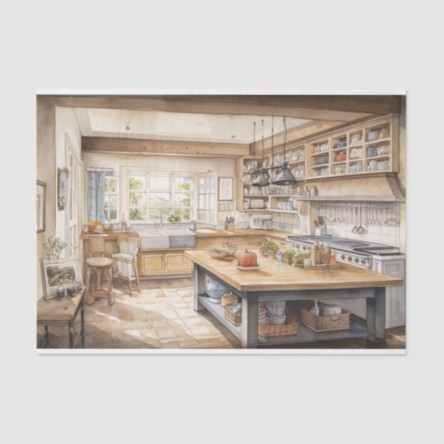 Papel De Seda Decoración acuática Cocina de campo (Anverso)