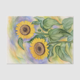 Papel De Seda Decoración amarilla de girasol, acuarela floral, a