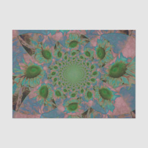 Papel De Seda Decoración Art Decologo Azul Rosa Verde Sunflower