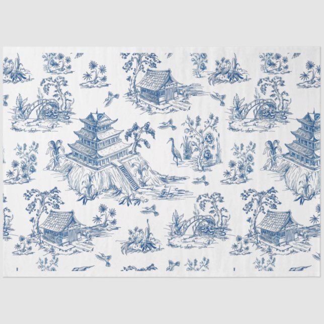 Papel De Seda Decoración azul Chinoiserie Blue Flow (Anverso)