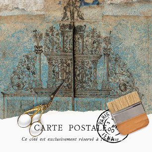 Papel De Seda Decoración azul de textura rústica vintage