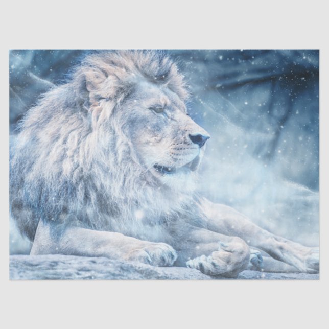 Papel De Seda Decoración azul del arte del león artístico (Anverso)