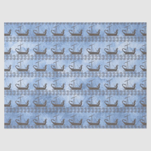 Papel De Seda Decoración azul del barco de mito griego Odyssey  (Anverso)