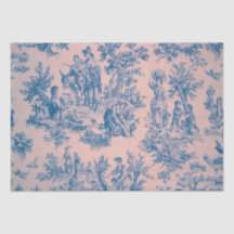 Decoración azul y rosa de la tela francesa de jouy