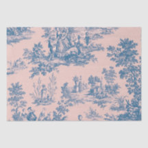 Decoración azul y rosa de la tela francesa de jouy