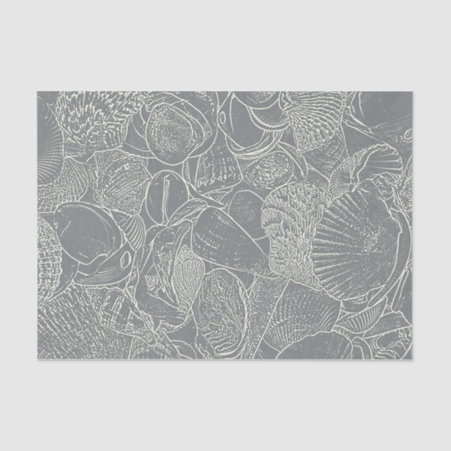 Papel De Seda Decoración blanca gris de la cubierta costera del  (Anverso)