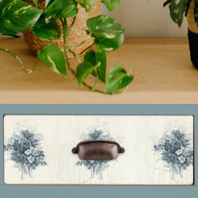 Papel De Seda Decoración blanca y azul floral de época (Subido por el creador)