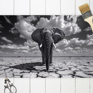 Papel De Seda Decoración blanca y negra del elefante