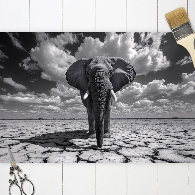 Papel De Seda Decoración blanca y negra del elefante (Subido por el creador)