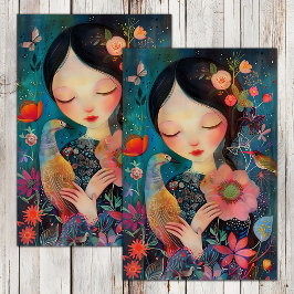 PAPEL DE SEDA DECORACIÓN BOHO BIRD Y FLOWIRL CHIRL