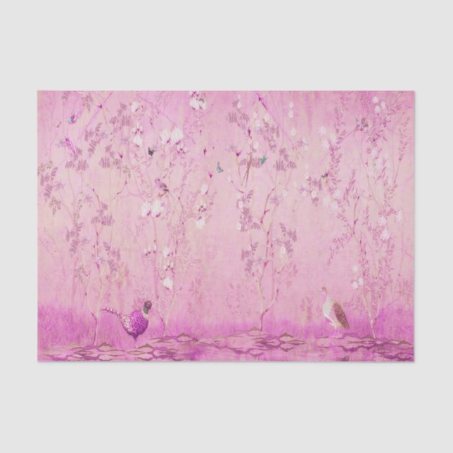 Papel De Seda Decoración china rosada (Anverso)