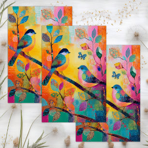 PAPEL DE SEDA DECORACIÓN COLORIDA DE AVES SIMILARES
