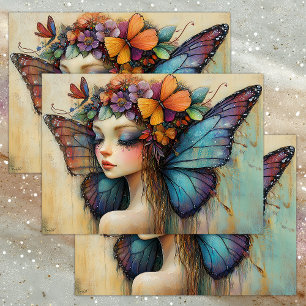 PAPEL DE SEDA DECORACIÓN COLORIDA DE LA MARIPOSA CON CHICA