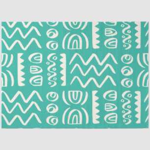Papel De Seda Decoración con motivos blancos de color turquesa