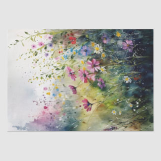 Papel De Seda Decoración de acuarela de campo de flores silvestr