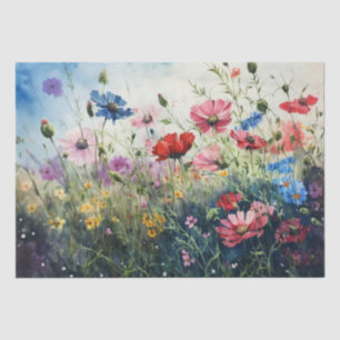Papel De Seda Decoración de acuarela de campo de flores silvestr