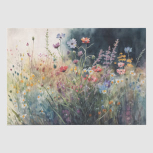 Papel De Seda Decoración de acuarela de campo de flores silvestr