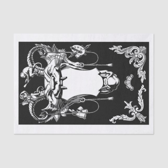 Papel De Seda Decoración de arte clásico de estilo gárgoo (Anverso)