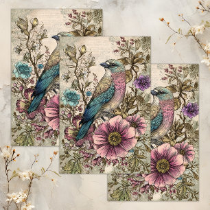 PAPEL DE SEDA DECORACIÓN DE AVES VINTAGE