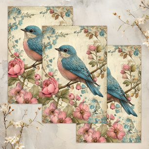 PAPEL DE SEDA DECORACIÓN DE AVES VINTAGE
