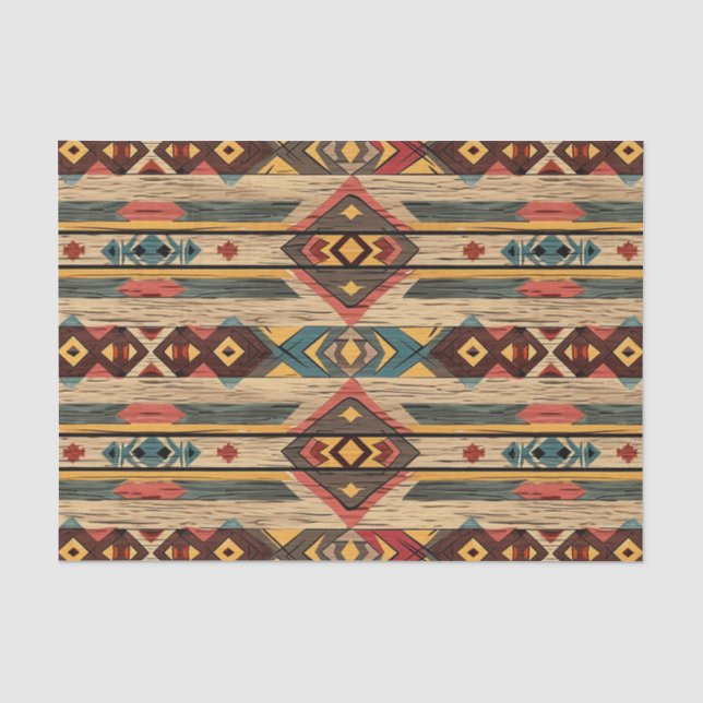 Papel De Seda Decoración de azulejos de madera de Aztec Faux (Anverso)