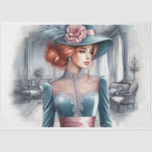 Papel De Seda Decoración de Belleza de Cabeza Roja Victoriana