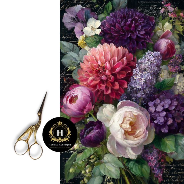 Papel De Seda Decoración de Bouquet Oscuro Romántico Floral (Give a Wooden Stool an Overgrown Garden Look)