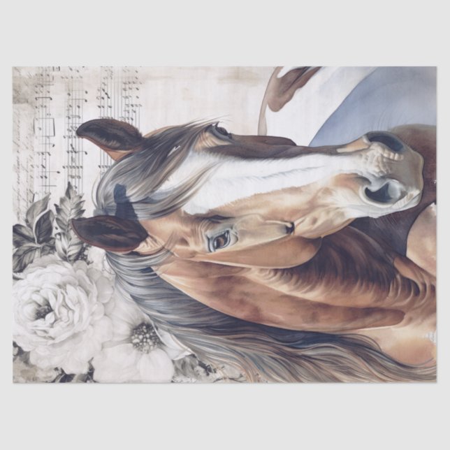 Papel De Seda Decoración de caballos de pintura norteamericana (Anverso)