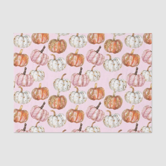Papel De Seda Decoración de caída del patrón de calabaza otoñal  (Anverso)