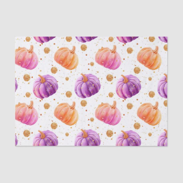 Papel De Seda Decoración de caída del patrón de calabaza otoñal  (Anverso)