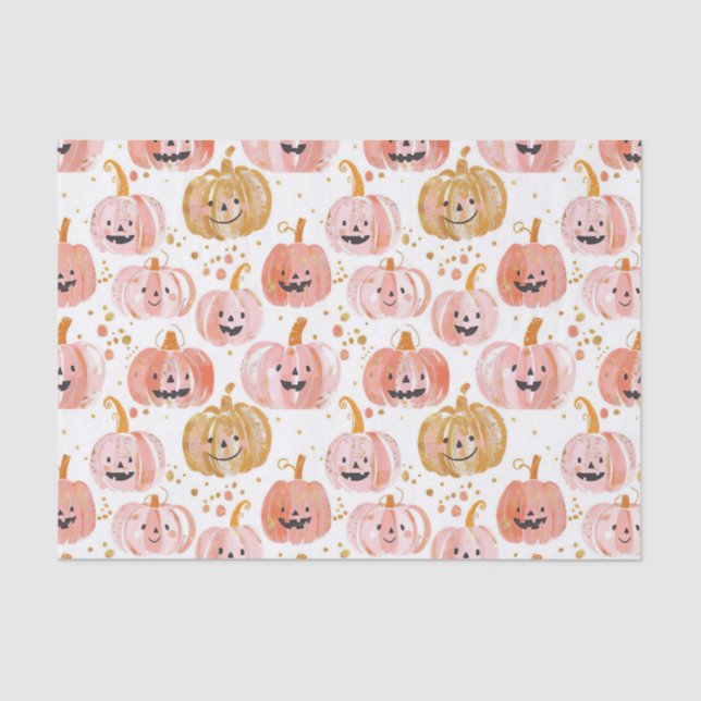 Papel De Seda Decoración de caída del patrón de calabaza otoñal  (Anverso)