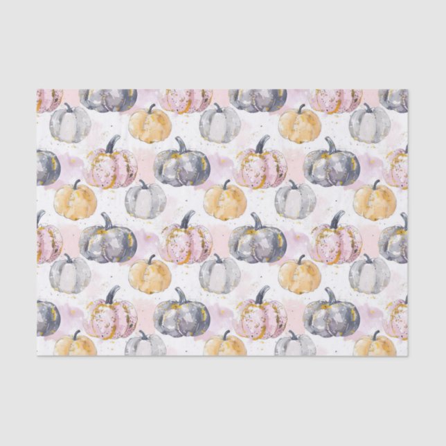 Papel De Seda Decoración de caída del patrón de calabaza otoñal  (Anverso)