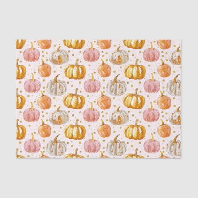 Papel De Seda Decoración de caída del patrón de calabaza otoñal  (Anverso)