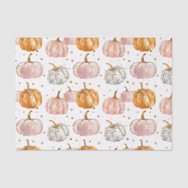 Papel De Seda Decoración de caída del patrón de calabaza otoñal  (Anverso)