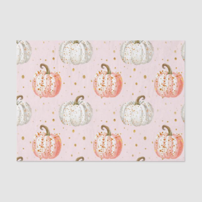 Papel De Seda Decoración de caída del patrón de calabaza otoñal  (Anverso)