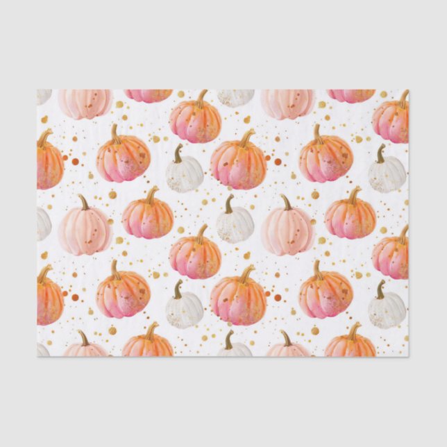Papel De Seda Decoración de caída del patrón de calabaza otoñal  (Anverso)
