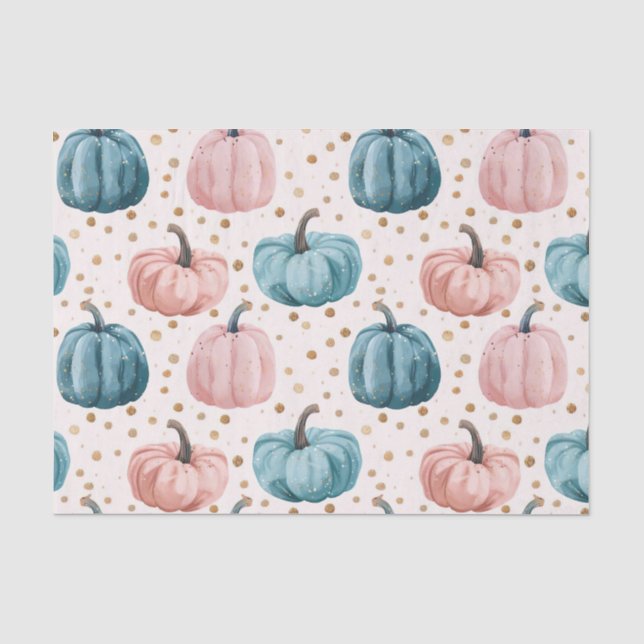 Papel De Seda Decoración de caída del patrón de calabaza otoñal  (Anverso)