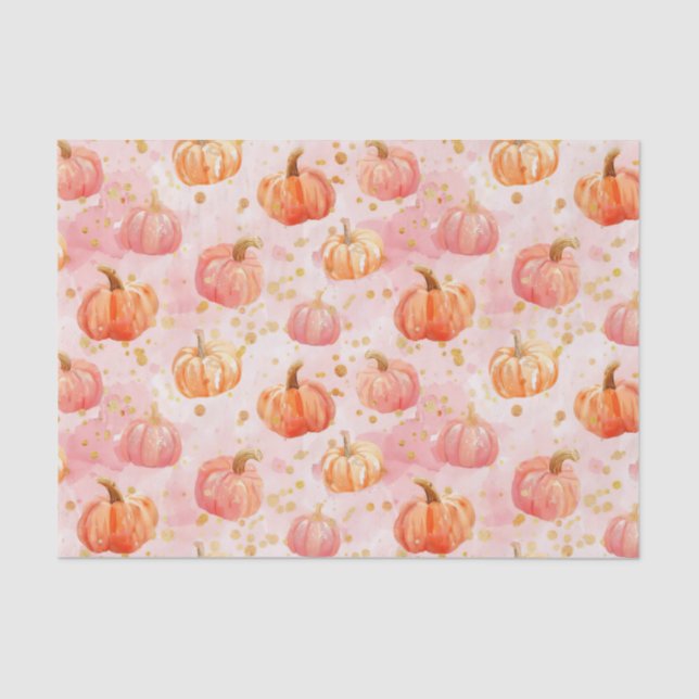 Papel De Seda Decoración de caída del patrón de calabaza otoñal  (Anverso)