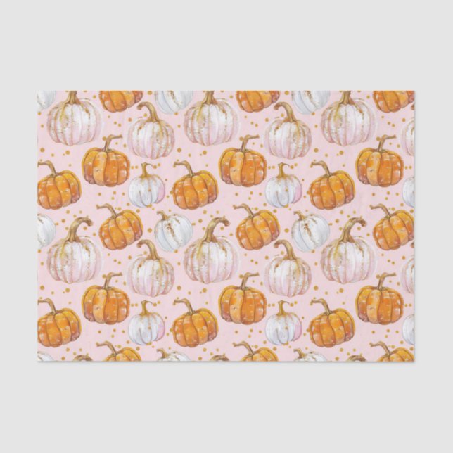 Papel De Seda Decoración de caída del patrón de calabaza otoñal  (Anverso)