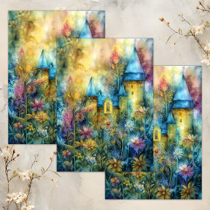 PAPEL DE SEDA DECORACIÓN DE CASTILLO DE COLOR ACUÁTICO ENCHANTE
