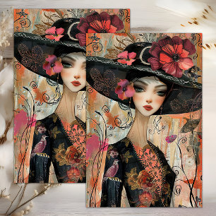 PAPEL DE SEDA DECORACIÓN DE CHICA DE MODA DE VINTAGE