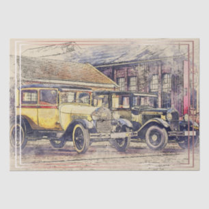 Papel De Seda Decoración de coches antiguos clásicos de época