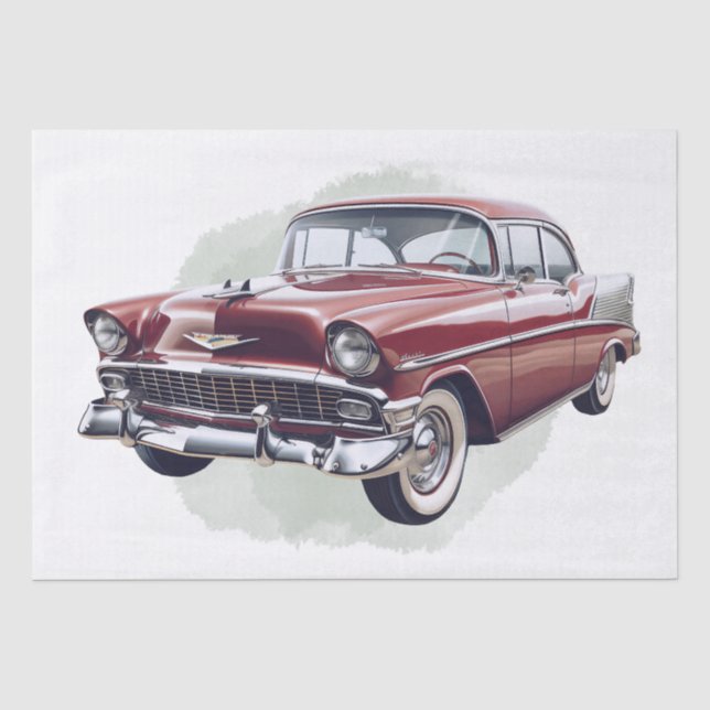 Papel De Seda Decoración de coches clásicos retro (Anverso)