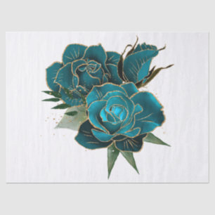 Papel De Seda Decoración de color de agua floral de la rosa dora