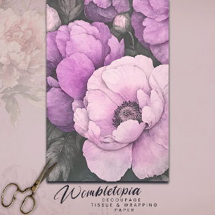 Papel De Seda Decoración de color de agua floral de peonía román