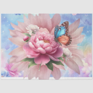 Papel De Seda Decoración de color de agua pastoral y mariposas